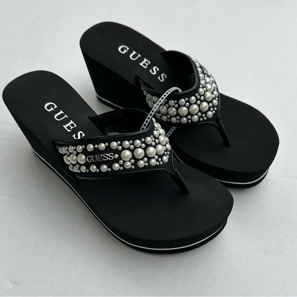 Guess Women's Silus Embellished Platform Wedge Sandals - Picture 3 of 7